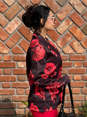 TANDUL Women Stunning Rose Printed Blazer