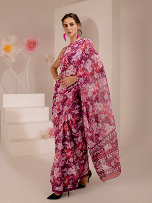 ELTIRE Exquisite Printed Bollywood Style Georgette Saree