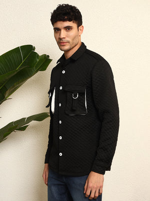 TANDUL Men's Stylish Black Quilt Jacket