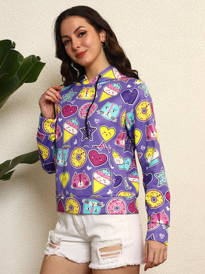 TANDUL Women Purple Printed Hoodie