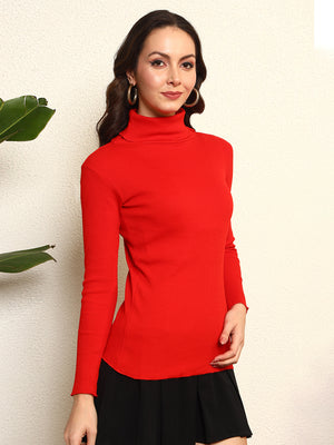 TANDUL  Casual Regular Sleeves Solid Women Red Sweater