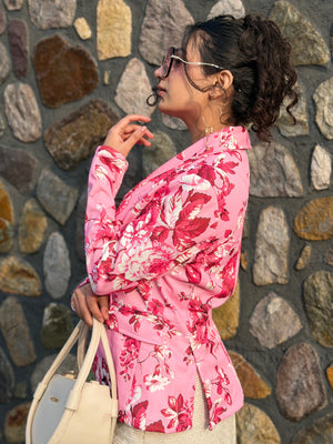 TANDUL Women Pink Floral Printed Blazer