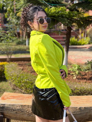 TANDUL Women Neon Green Solid Blazer