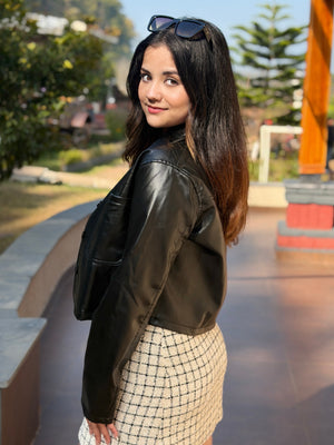 TANDUL Women Timeless Black Leather Jacket