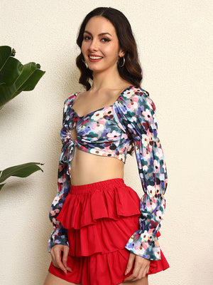TANDUL Women Multicolor Floral Crop Top