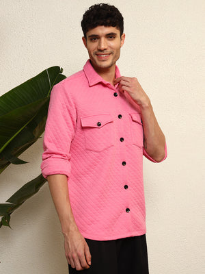 TANDUL Men's Stylish Pink Quilt Jacket