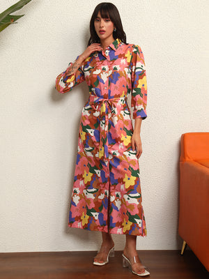 TANDUL Multicolor Floral Printed Long Dress