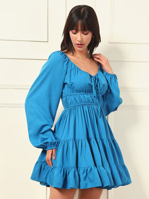 TANDUL Women Teal Blue Flared Dress