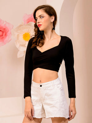 TANDUL  Casual Regular Sleeves Solid Women Black Top