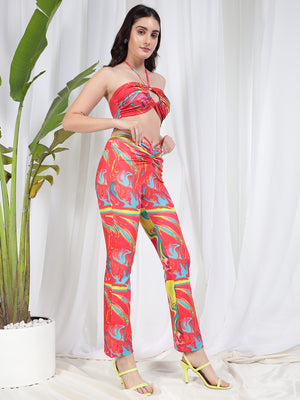 TANDUL Women Red Marbel Printed Co-ord Set