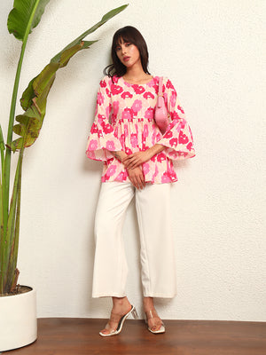 TANDUL Elegent Pink  Floral Top