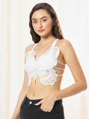 TANDUL  Casual Sleeveless Solid Women White Top