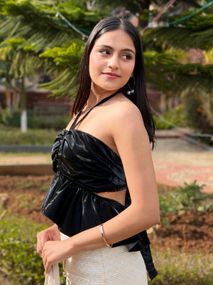 TANDUL Women Elegant Black Crop Top