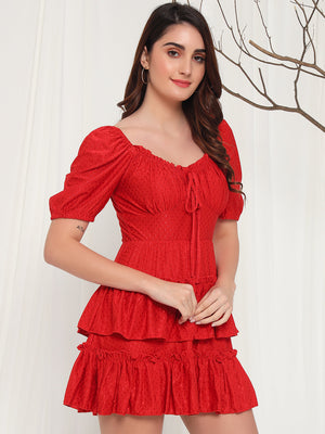 TANDUL  Women Fit and Flare Red Dress