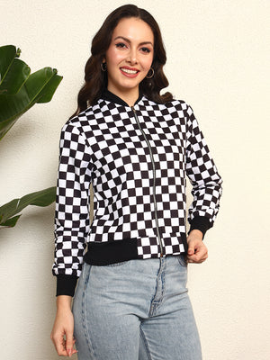 TANDUL Women Stylish Checkered Fleece Jacket