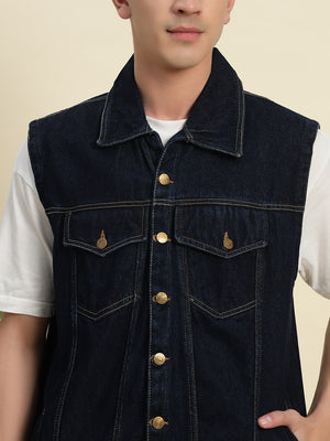 TANDUL Mens's Denim Sleeveless Jacket