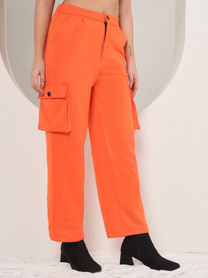 TANDUL  Women Regular Fit Orange Lycra Blend Trousers