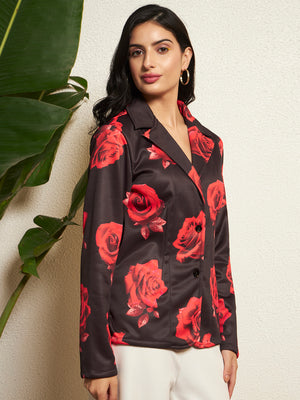 TANDUL Women Stunning Rose Printed Blazer