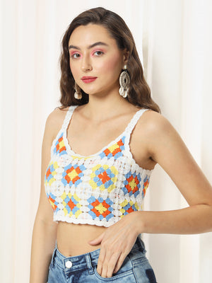 TANDUL  Casual Sleeveless Printed Women Multicolor Top