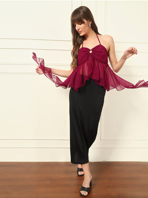 TANDUL Purple Ruffle Detailed Top
