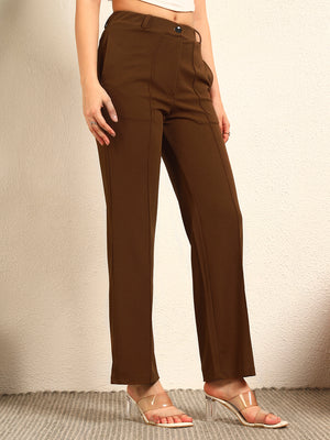 TANDUL Women Solid Brown Trouser