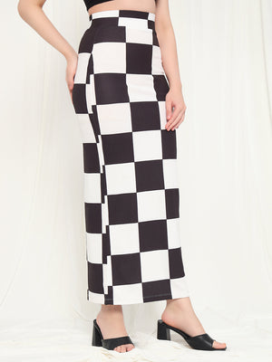 TANDUL  Women Checkered Straight Black Skirt