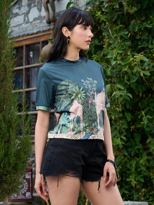 TANDUL Green Printed Women T-shirt