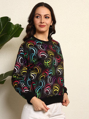 TANDUL Women Printed Black Sweatshirt