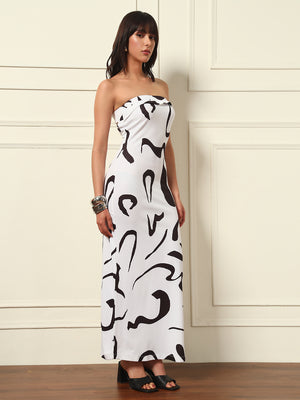 TANDUL Women White and Black Printed Dress