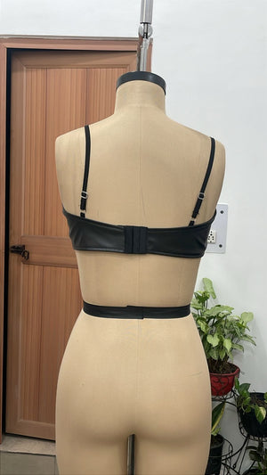 TANDUL Women Faux Leather Bralette Top