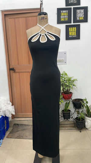 TANDUL Women Monochrome Floral Cut-Out Bodycon Dress