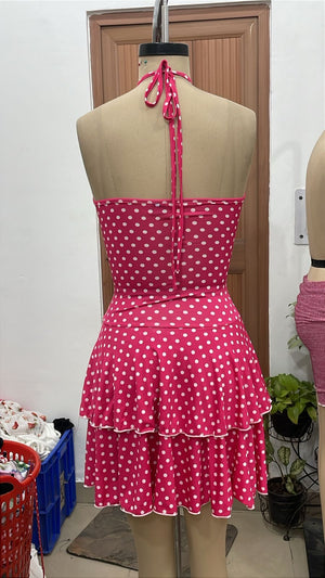 TANDUL Women Barbiecore Pink Polka Dot Dress