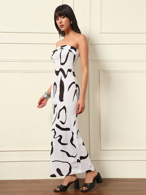 TANDUL Women White and Black Printed Dress