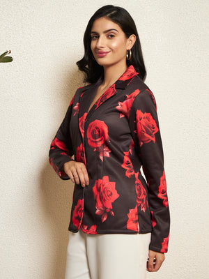 TANDUL Women Stunning Rose Printed Blazer
