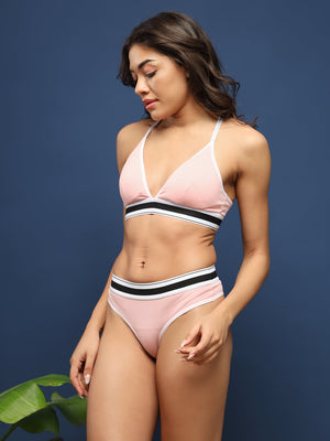 ELTIRE Soft Pink Two Piece Lingerie Set