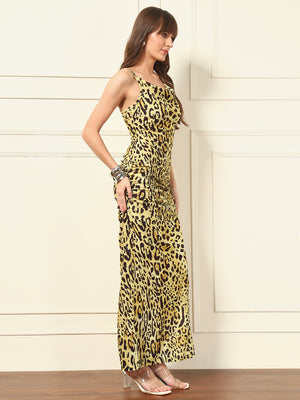 TANDUL Women Leopard Printed Velvet Dress