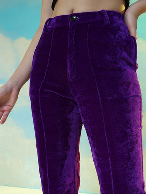 TANDUL  Women Regular Fit Purple Velvet Trousers