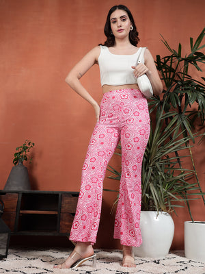 TANDUL Women Regular Fit Pink Floral Printed Trousers