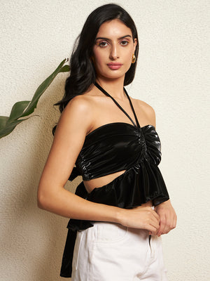 TANDUL Women Elegant Black Crop Top