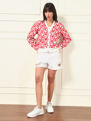 TANDUL Women Charming Red and White Sweater
