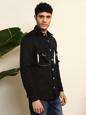TANDUL Men's Stylish Black Quilt Jacket