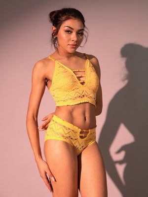 ELTIRE Elegant Yellow Two Piece Lingerie Set