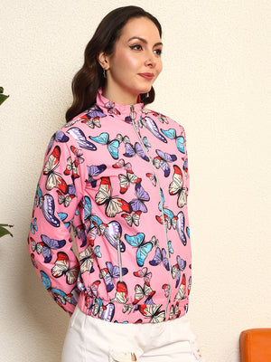 TANDUL Women Charming Pink Printed Jacket
