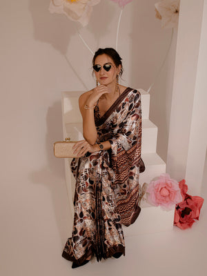 ELTIRE Exquisite Printed Satin Saree