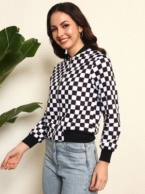 TANDUL Women Stylish Checkered Fleece Jacket