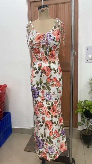 TANDUL Women Floral Tie-Strap Maxi Dress