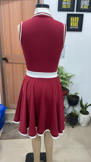 TANDUL Women Retro Sleeveless Polo Dress with Zipper Neck