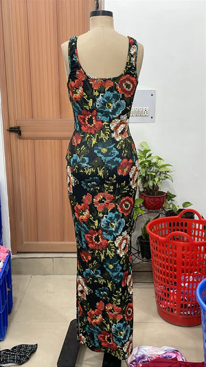 TANDUL Women Exquisite Floral Bodycon Dress