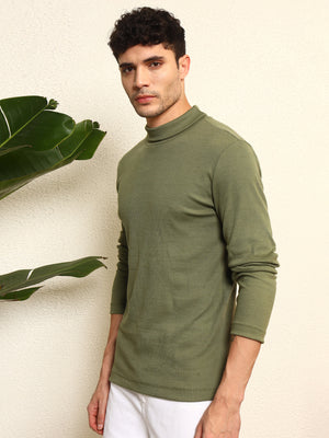 TANDUL Men Solid Turtle Neck Green Sweater