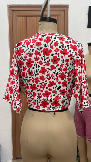 TANDUL Women Poppy Floral Surplice Crop Top